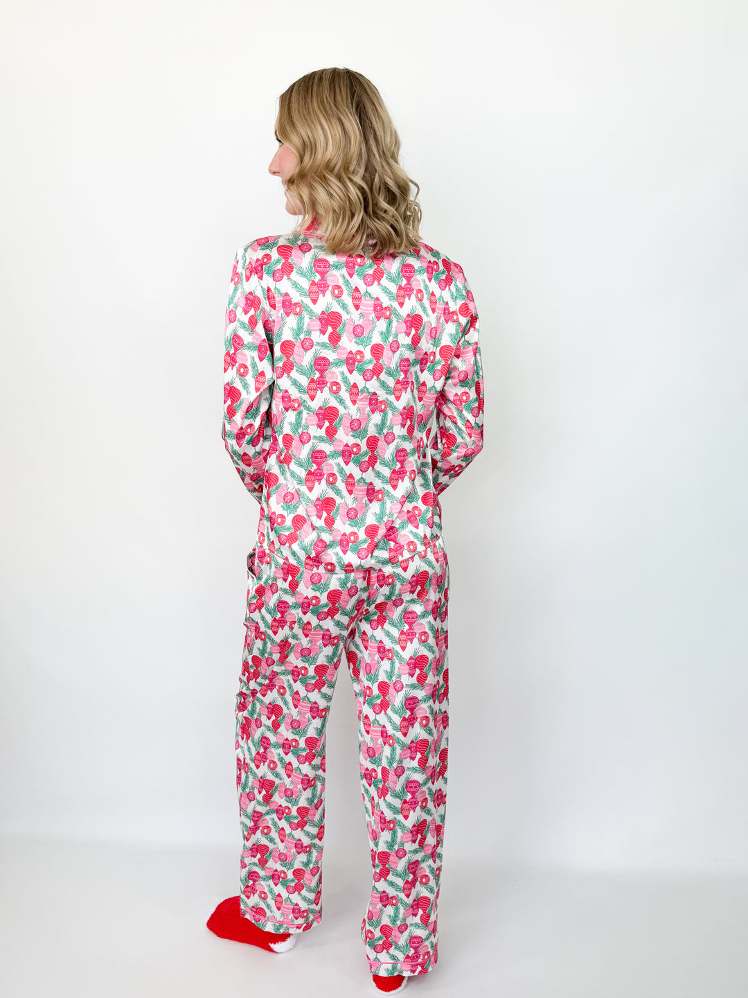 Charlotte - Pink & Red Ornament Pajama Set