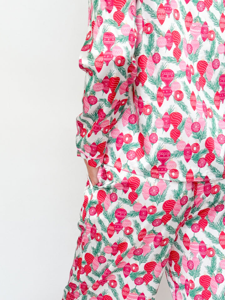 Charlotte - Pink & Red Ornament Pajama Set