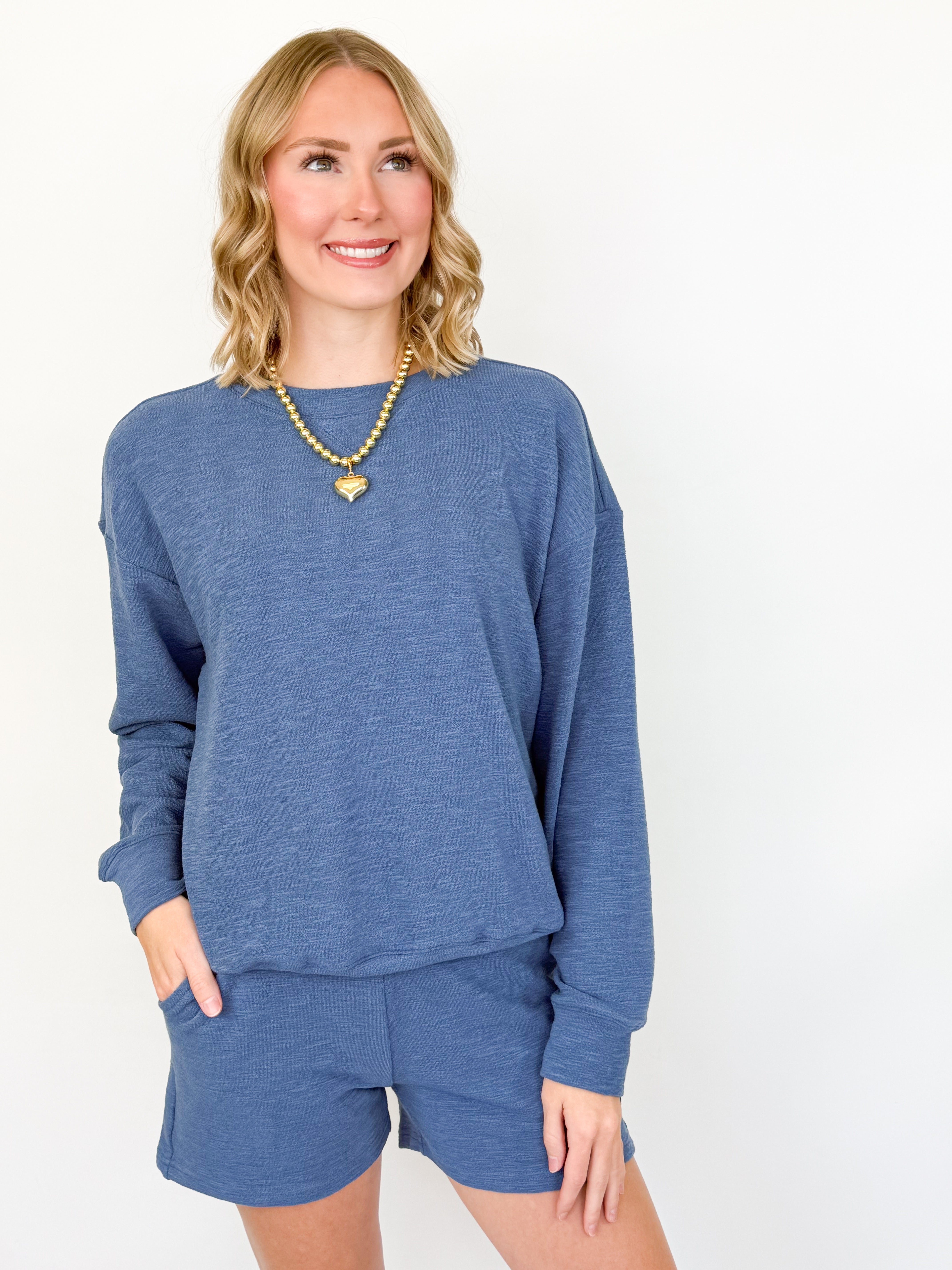 Mallorie - Pullover & Short Set (Blue)