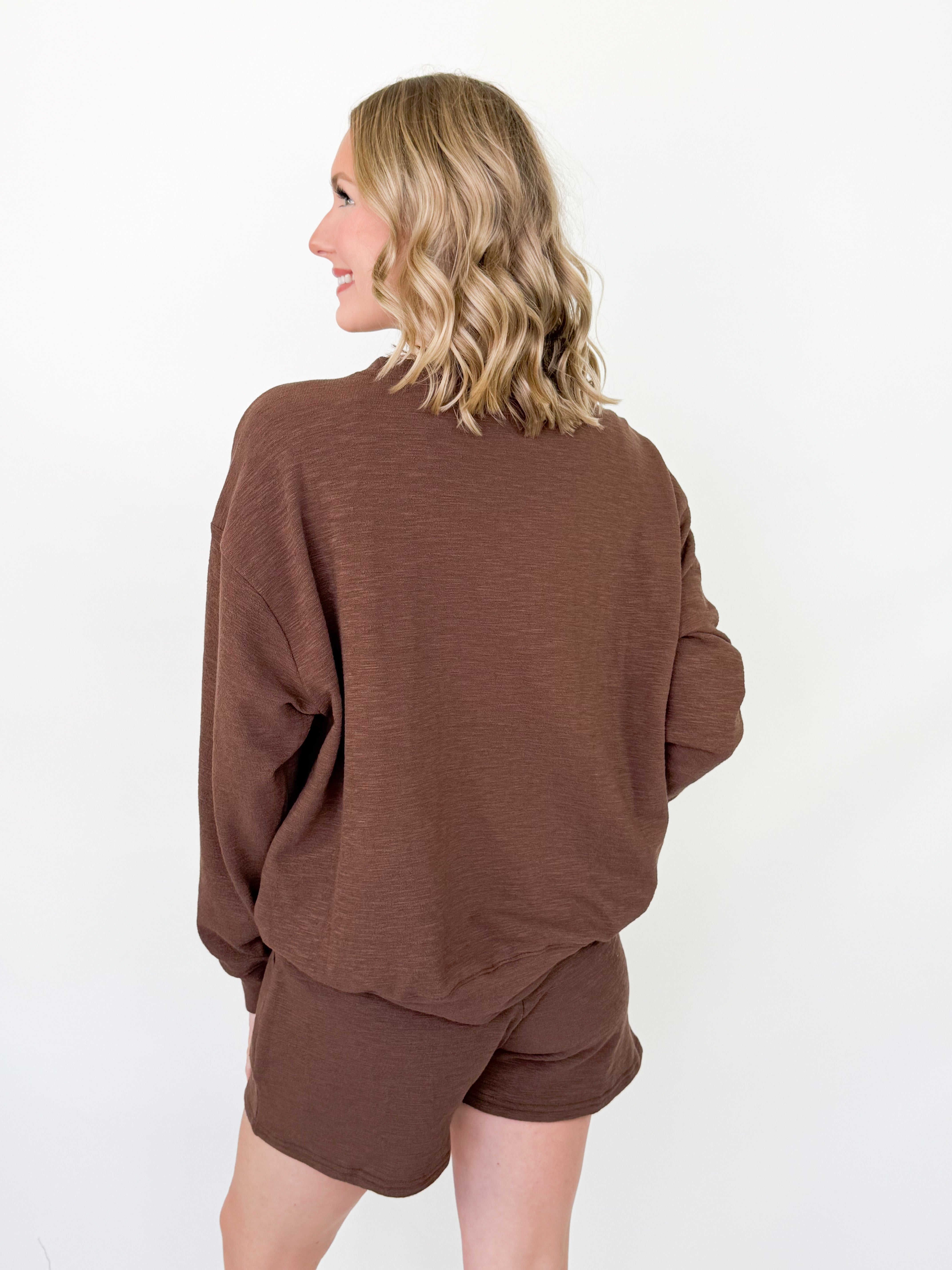 Mallorie - Pullover & Short Set (Brown)