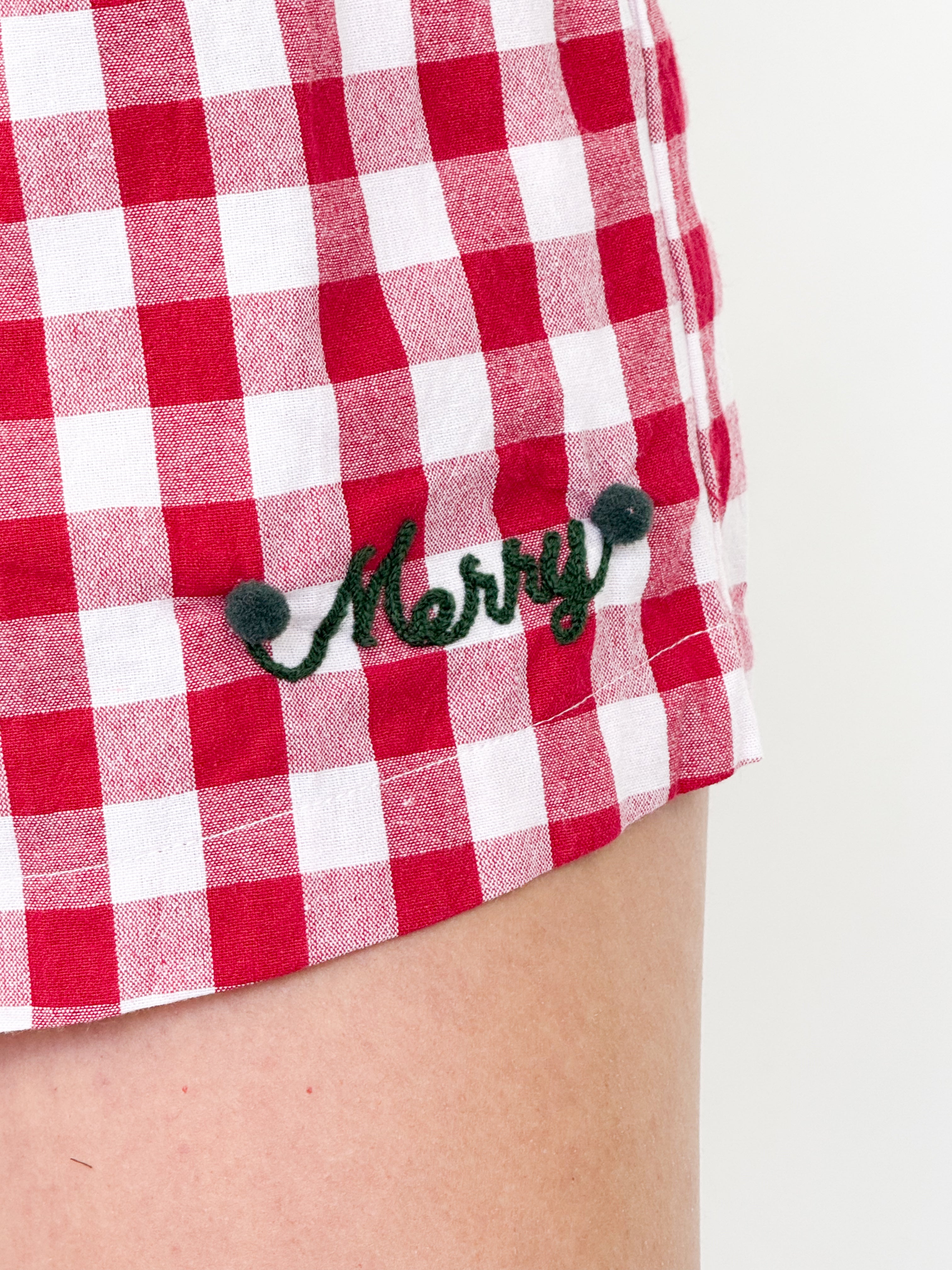 Mini Merry Gingham Shorts - (Red)