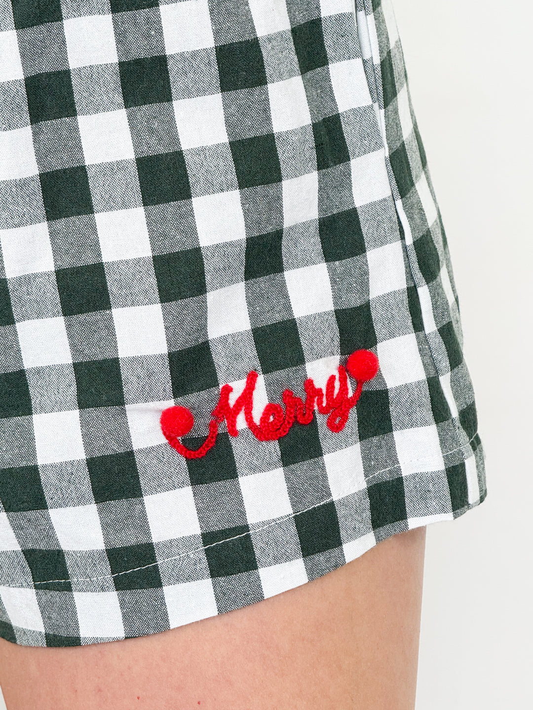 Mini Merry Gingham Shorts - (Green)