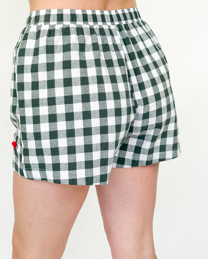 Mini Merry Gingham Shorts - (Green)