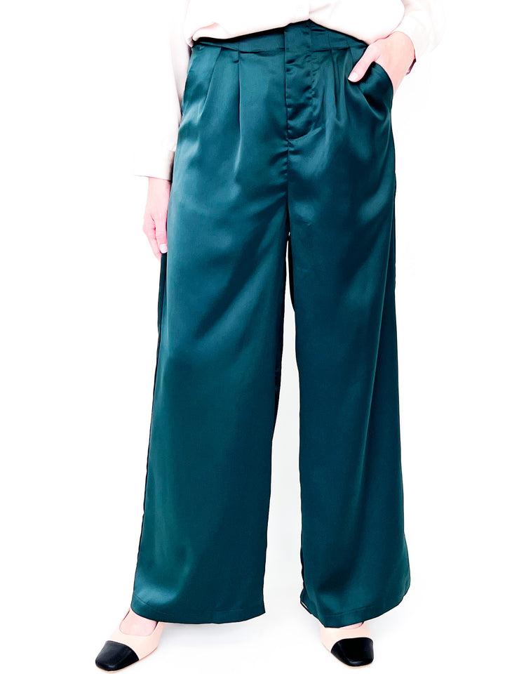 Dolly - Emerald Green Satin Pants