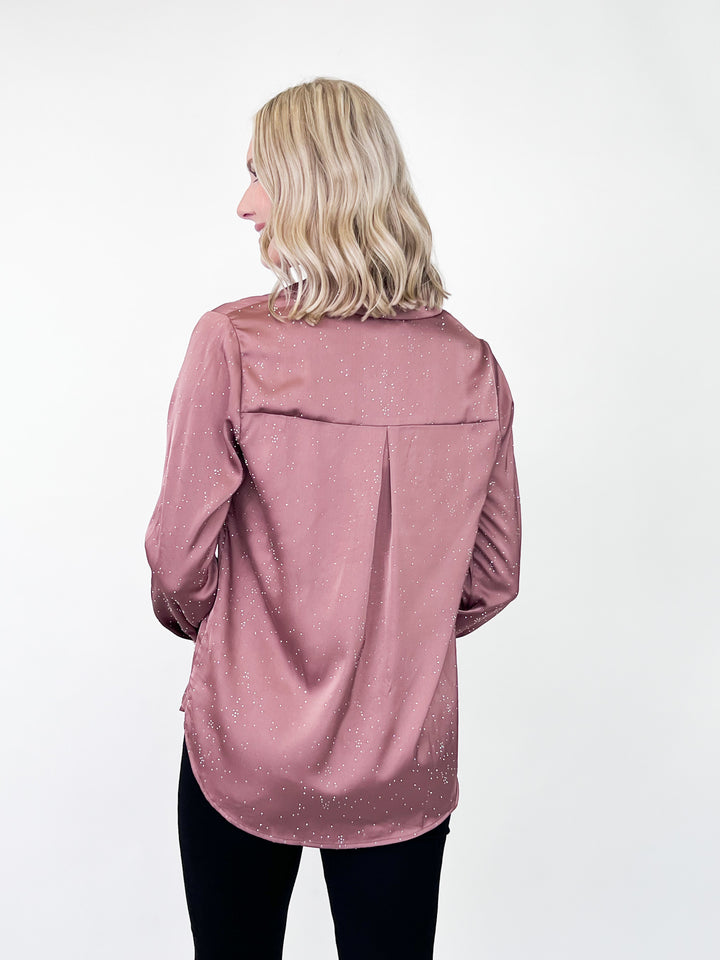 Alexis - Rhinestone Studded Silk Blouse