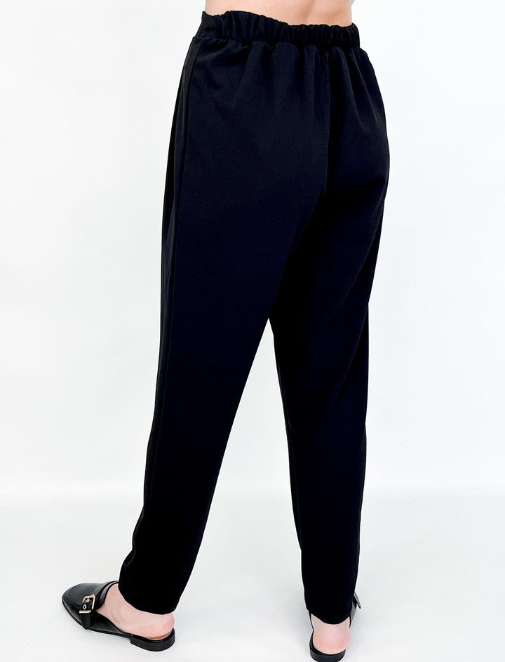 Molly - Black High Waisted Pleated Pants