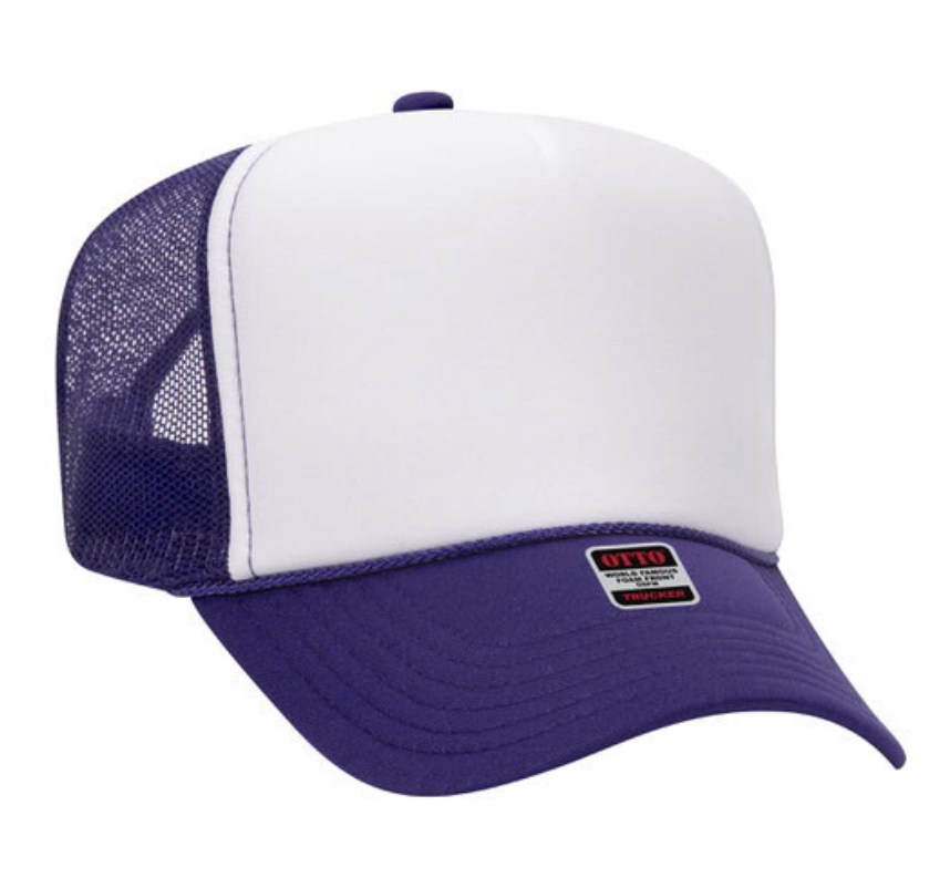 OTTO Cap - Mesh Back Trucker Hat (Purple & white)