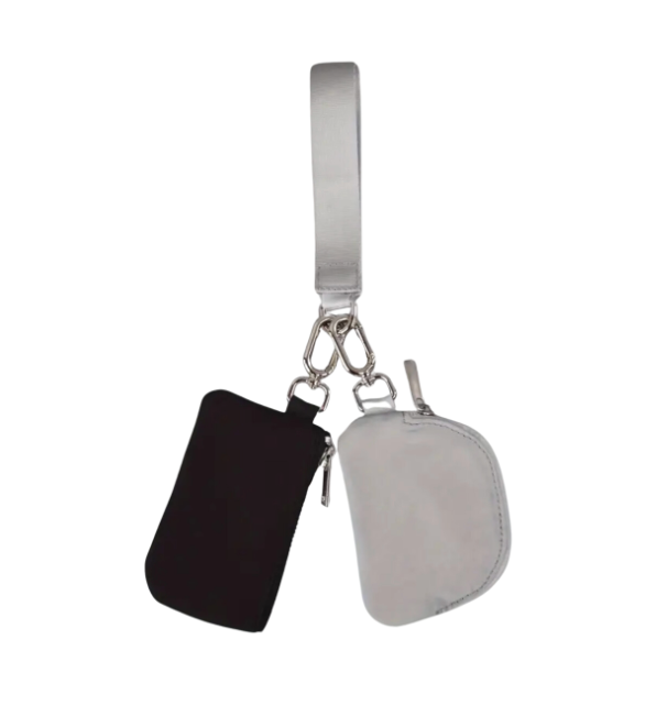 Lani - Dual Zipper Pouch Key Chain (Black/Grey)