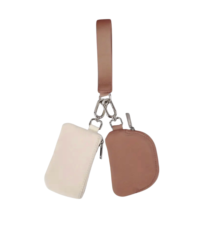 Lani - Dual Zipper Pouch Key Chain (Brown/Beige)