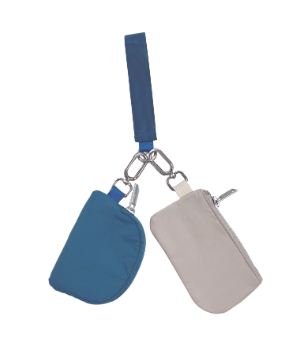 Lani - Dual Zipper Pouch Key Chain (Blue/Beige)