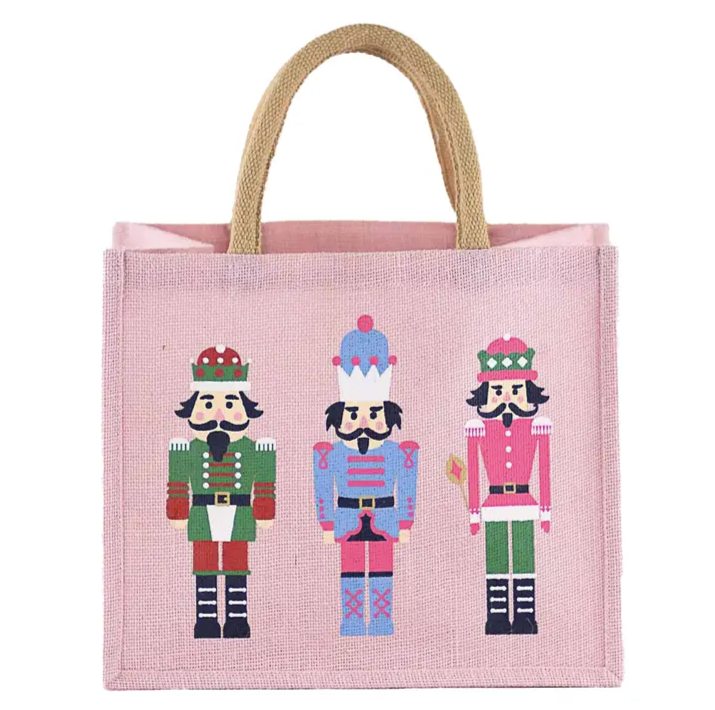 Gift Tote - Light Pink Nutcrackers 12x10x8
