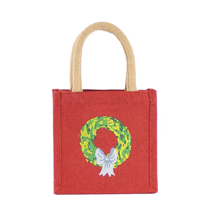Petite Tote Bag - Red Wreath 7x7x5
