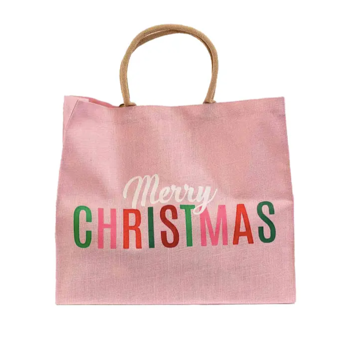 Christmas Tote Bag - Pink Merry Christmas 22x19x8