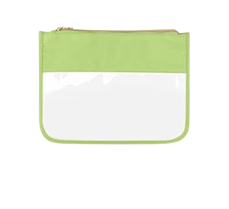 Clear Nylon Zipper Pouch - Olive Green