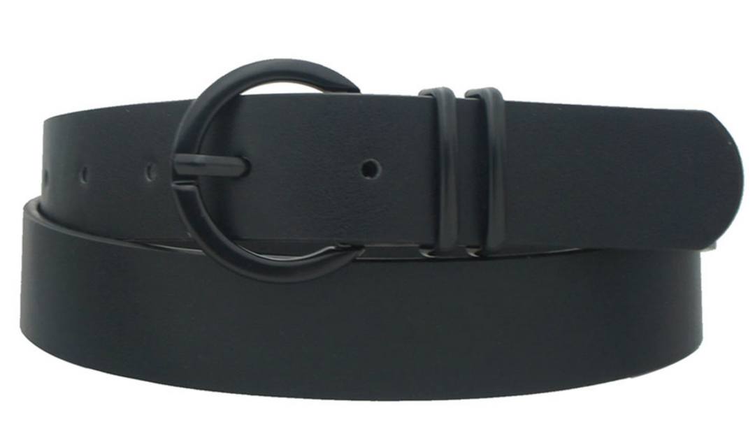 Janie - Color Coated Circle Loop Buckle Belt (Black)