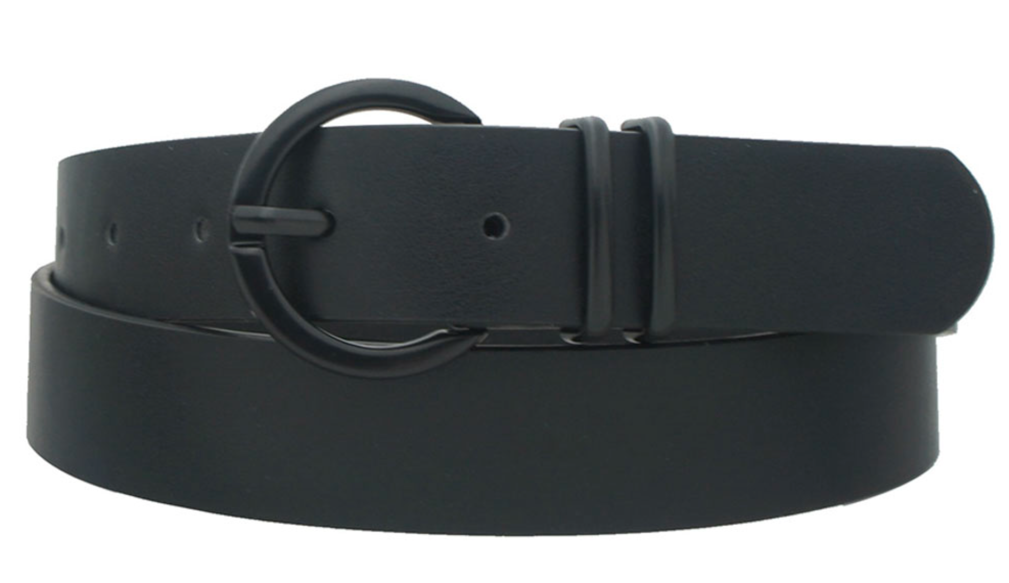 Janie - Color Coated Circle Loop Buckle Belt (Black)