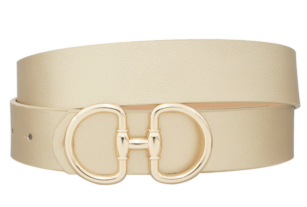 Cassie - Horsebit Buckle Belt (Gold)