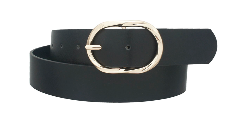 Lisa - Twisted Oval Buckle Belt (Black)