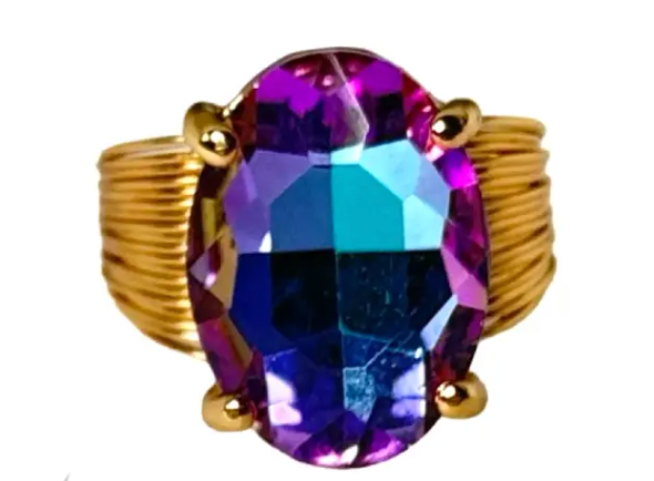 Pink Panache - Oval Rhinestone Ring (Purple)