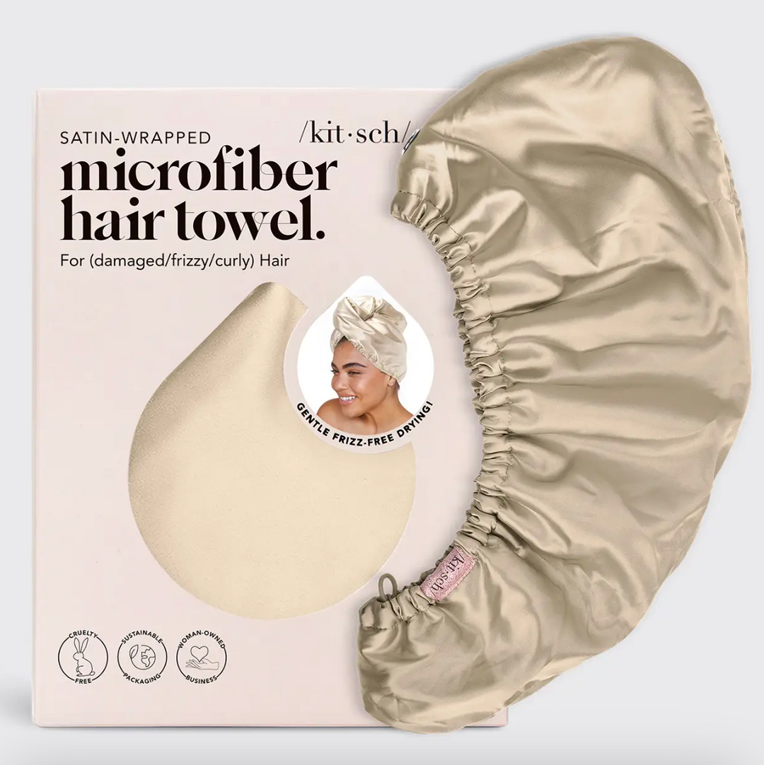 Satin-Wrapped Hair Towel - Champagne