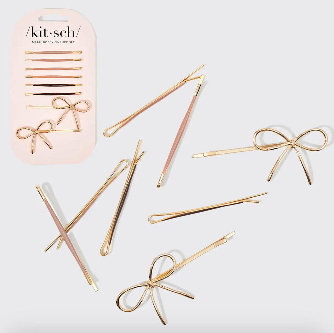 Kitsch - Metal Enamel Cloud & Bow Bobby Pins 8pc Set