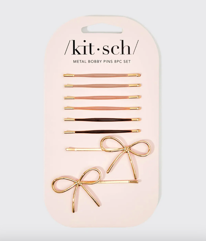 Kitsch - Metal Enamel Cloud & Bow Bobby Pins 8pc Set