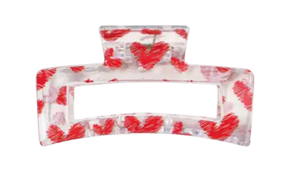 Red Scribble Heart Claw Clip