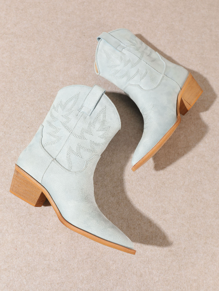 Claire - Western Ankle Boot (Light Blue)