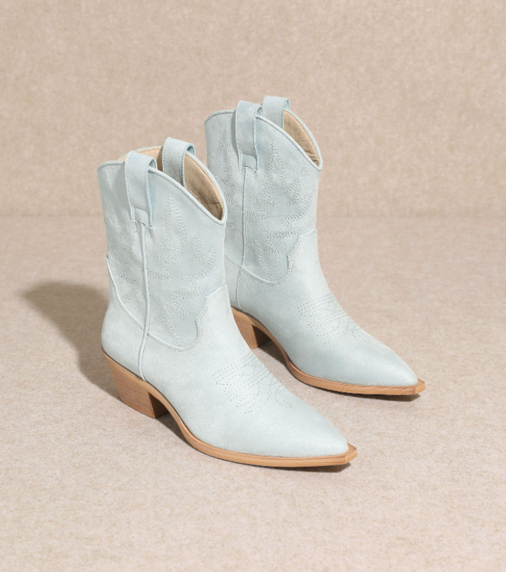 Claire - Western Ankle Boot (Light Blue)
