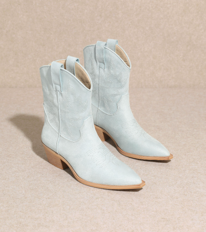 Claire - Western Ankle Boot (Light Blue)