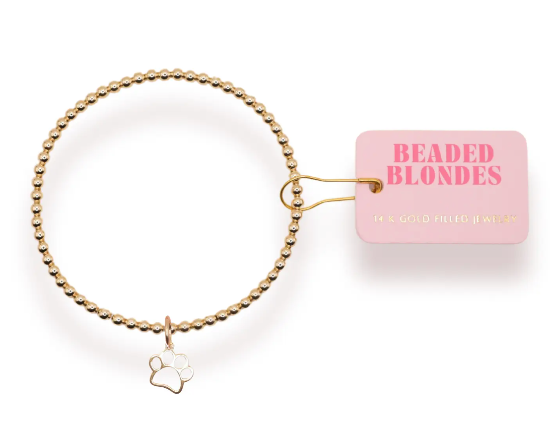 Beaded Blondes - Gold Paw Charm Bracelet (Petite)