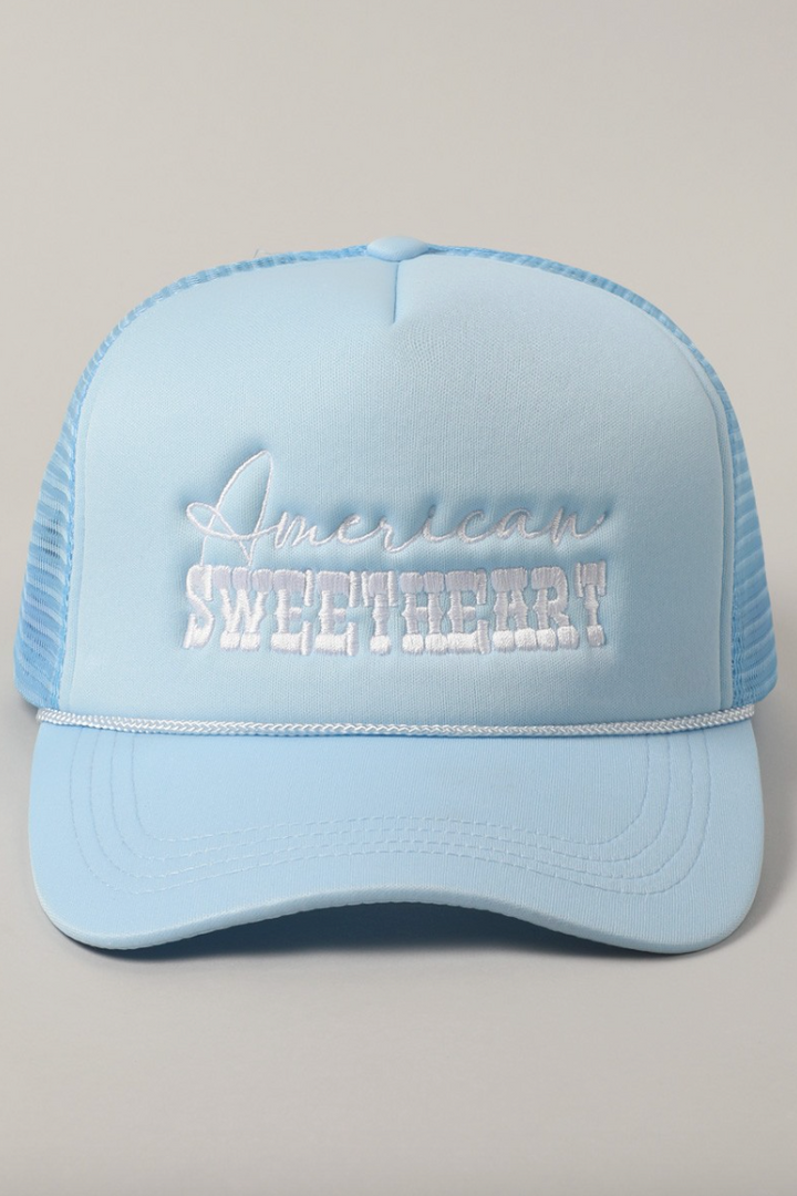 American Sweetheart Trucker Hat - (Baby Blue)