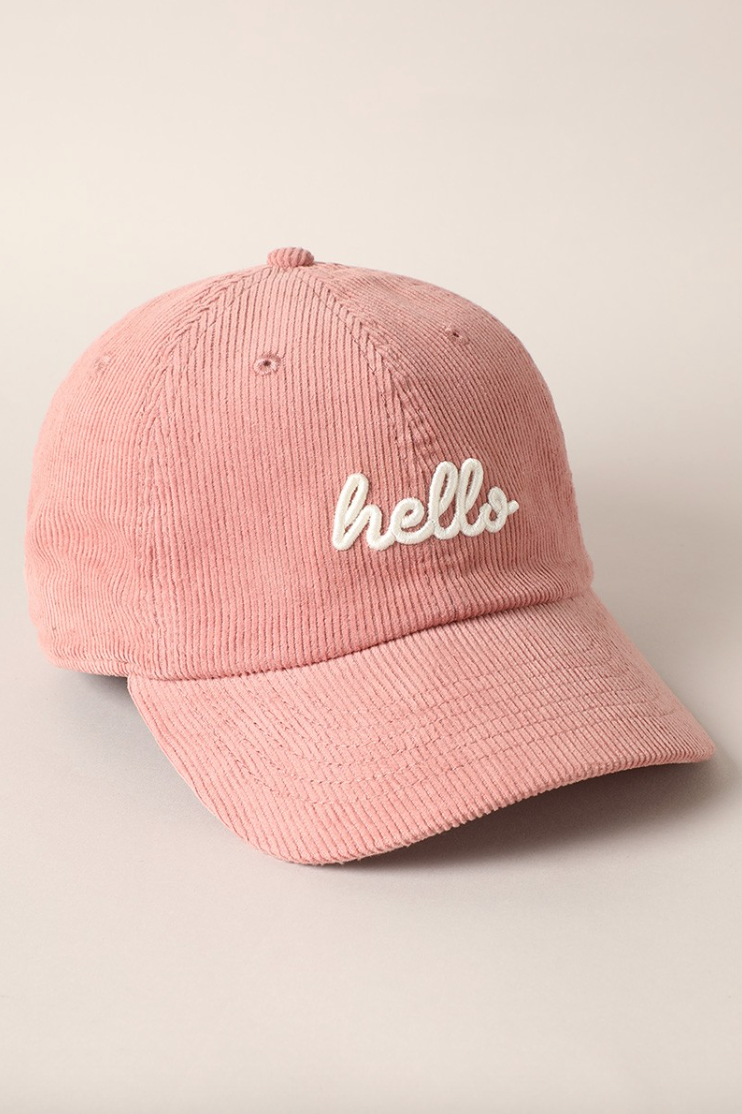 Hello Corduroy Baseball Cap