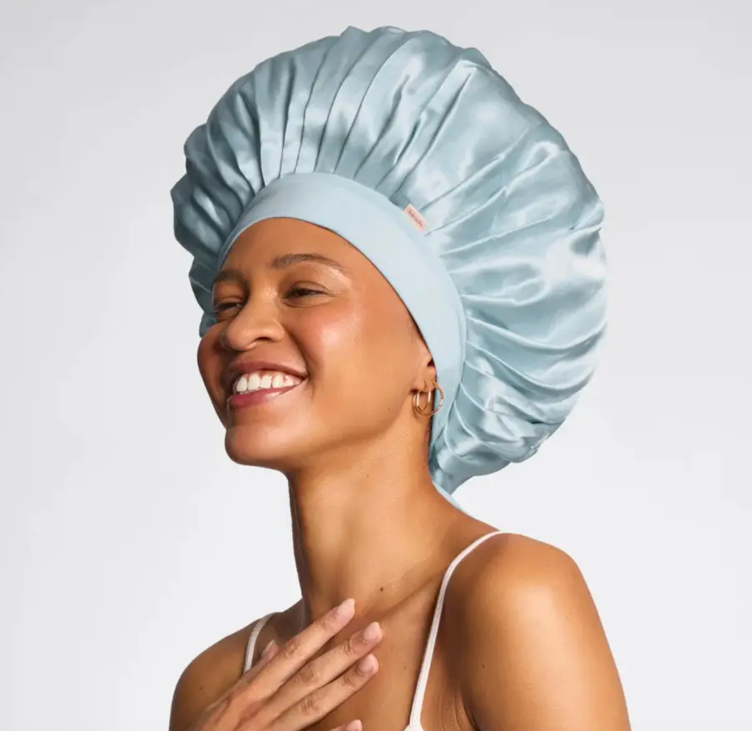 Kitsch - Adjustable Oversized Satin Bonnet (Haze Blue)