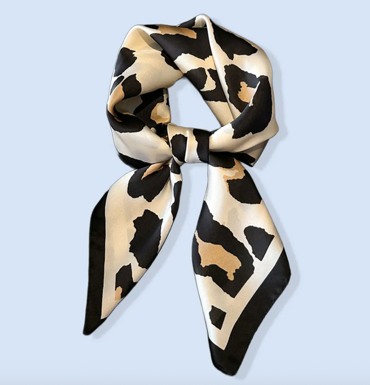 Kassi - Leopard Print Satin Like Square Scarf