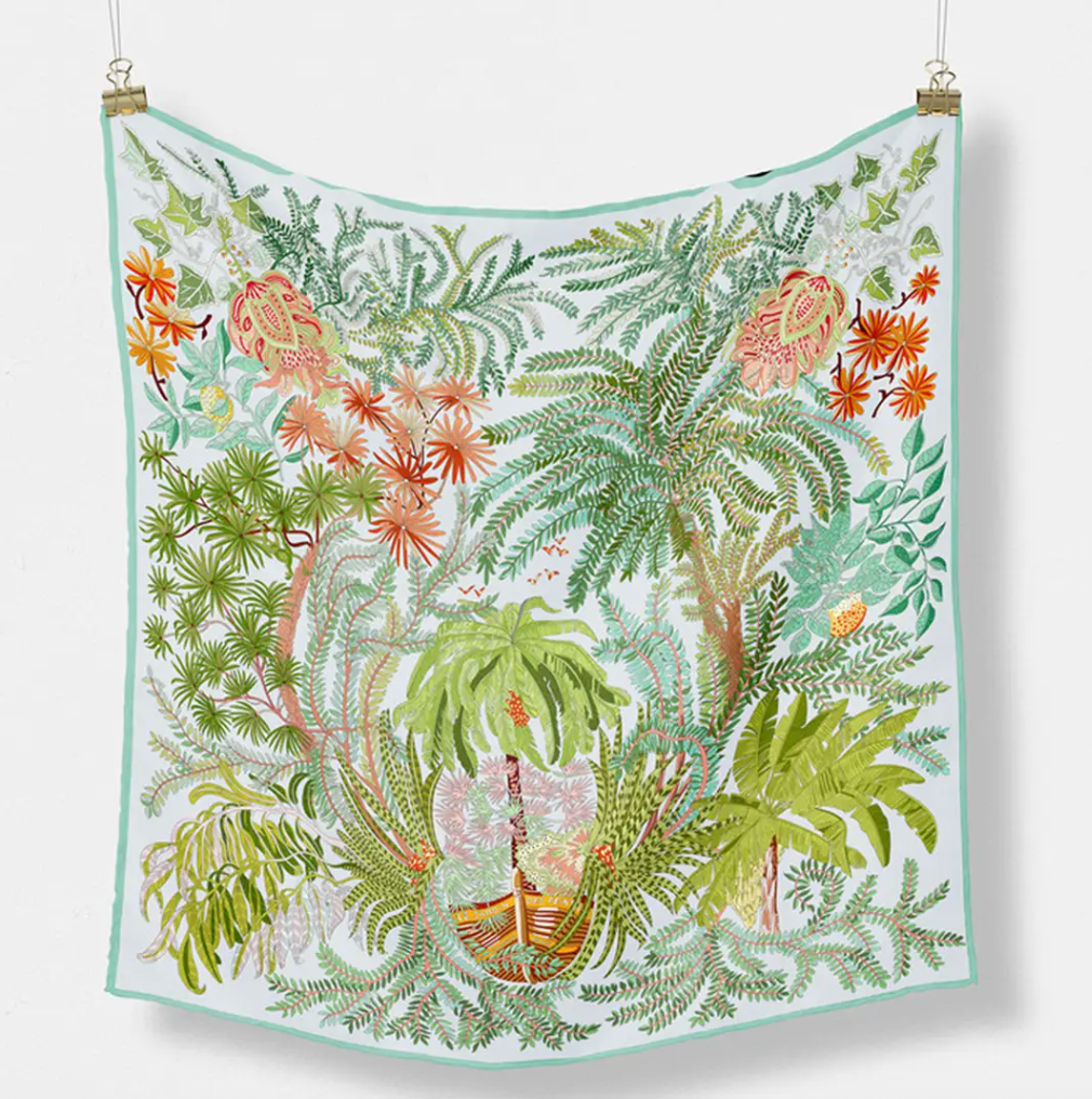 Millie - Tropical Square Silk Like Scarf