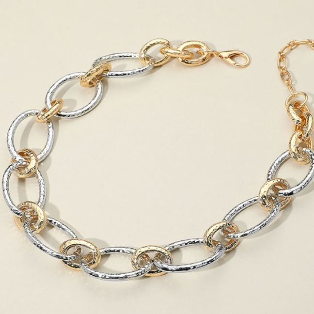 Sheila - Chunky Chain Link Necklace - (Two Tone)