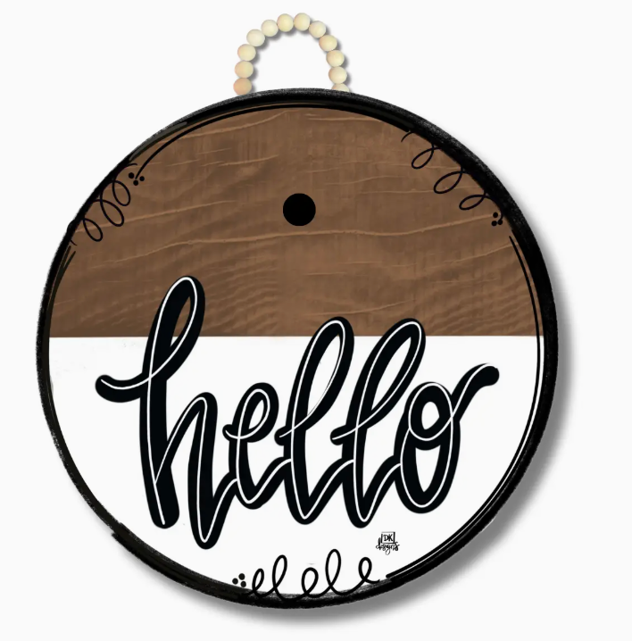 Door Hanger - Classic Stain "Hello" Sign