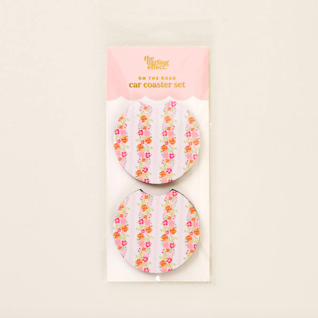 Foam Car Coasters Set of 2 - Petal Parade Pink