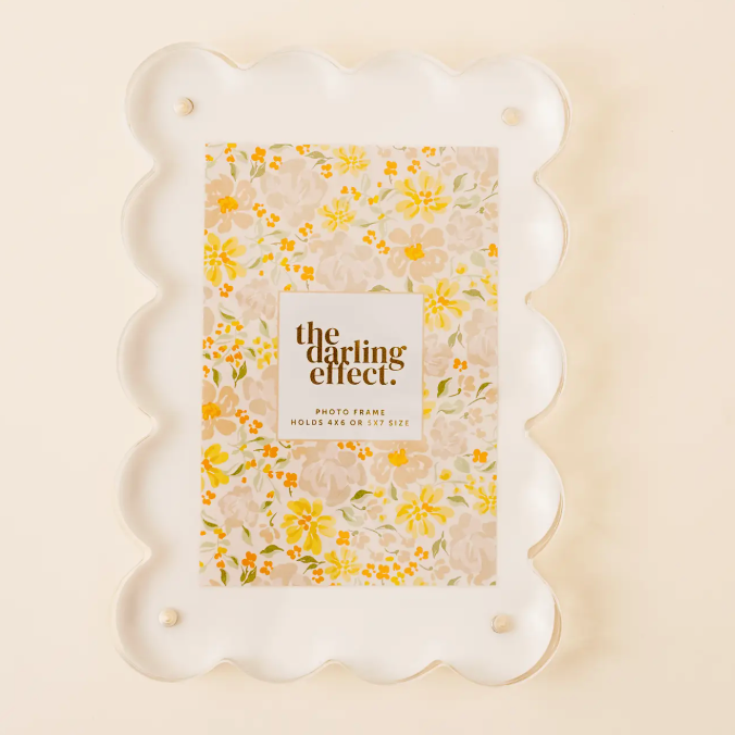 Rectangle Scalloped Acrylic Frame-White