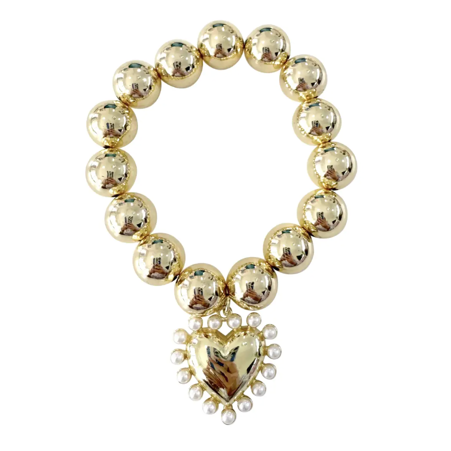 Gemelli - Gina Pearl Heart Chunky Bracelet