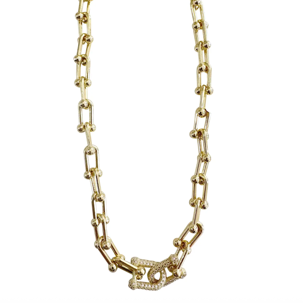 Gemelli - Gia Pave U Link Chain Necklace