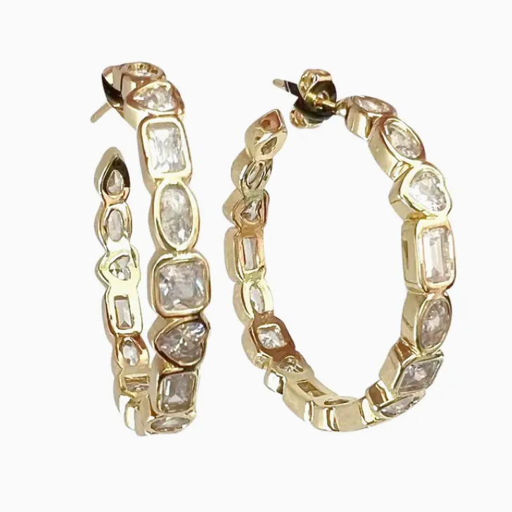 Gemelli - Judy Rhinestone Hoop Earrings