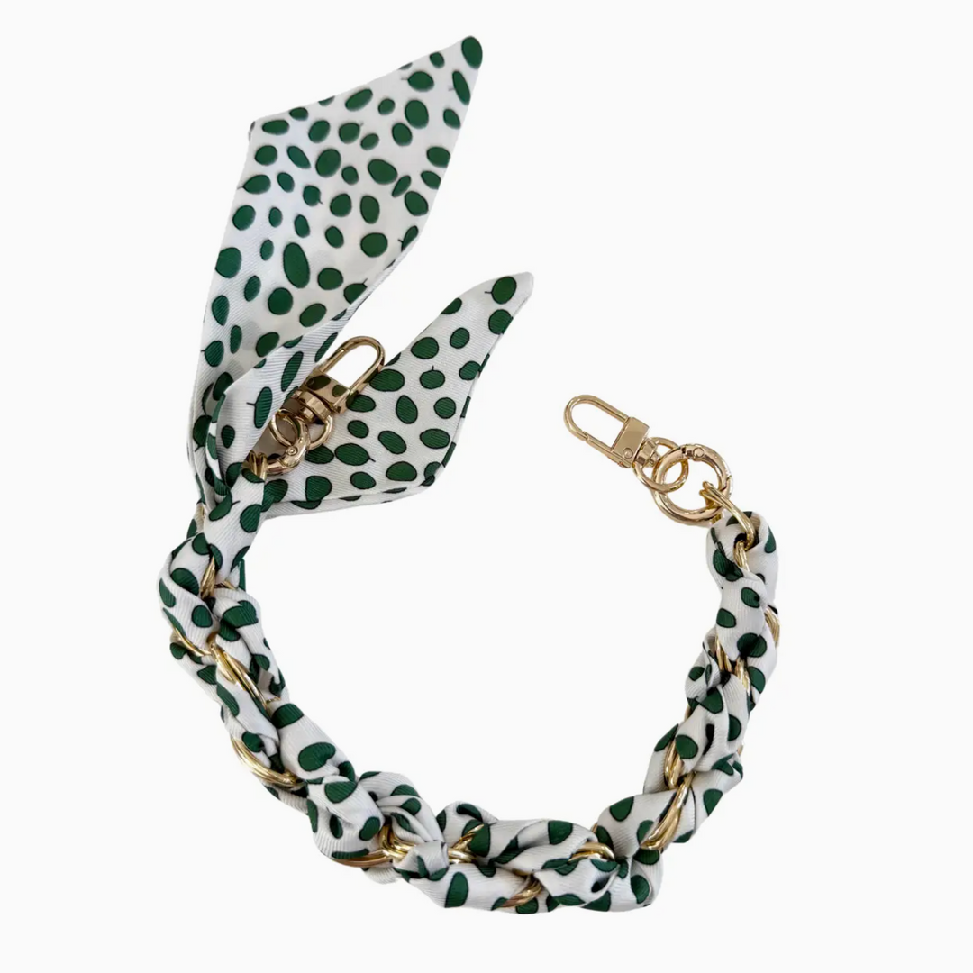 Nellie - Green Dotted Scarf Chain Purse/Phone Strap