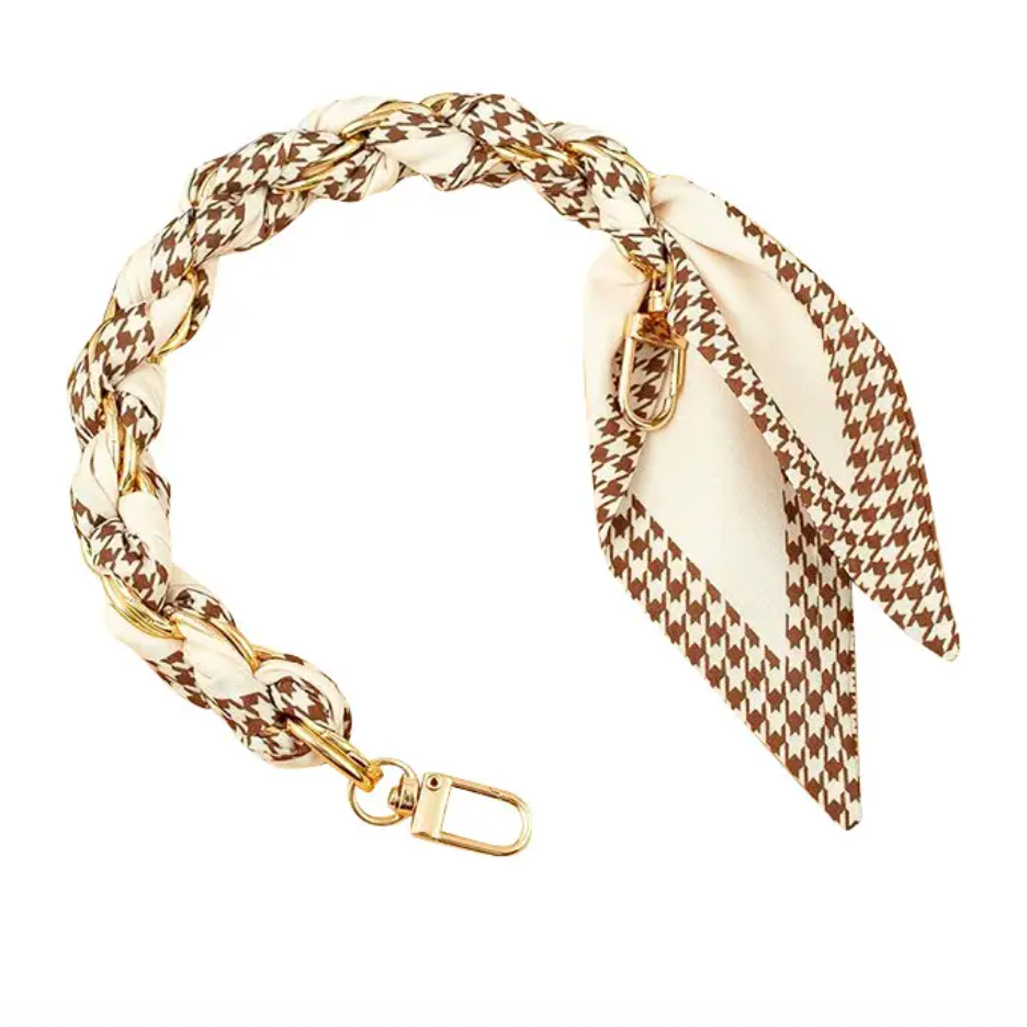Briar - Brown Houndstooth Scarf Chain Purse/Phone Strap