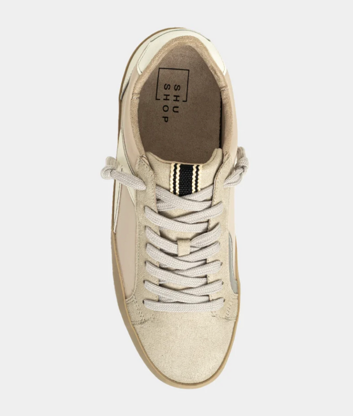 Robbie - Beige Patent Sneakers