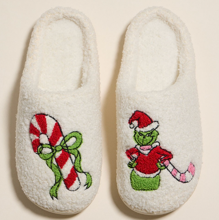 Grinch Christmas Slippers (Red)