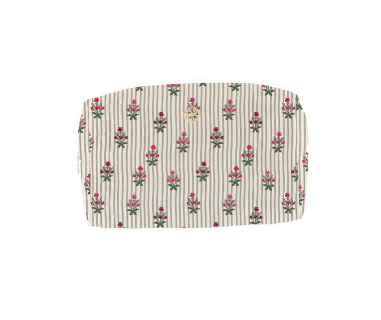Floral Striped Mini Cosmetic Pouch