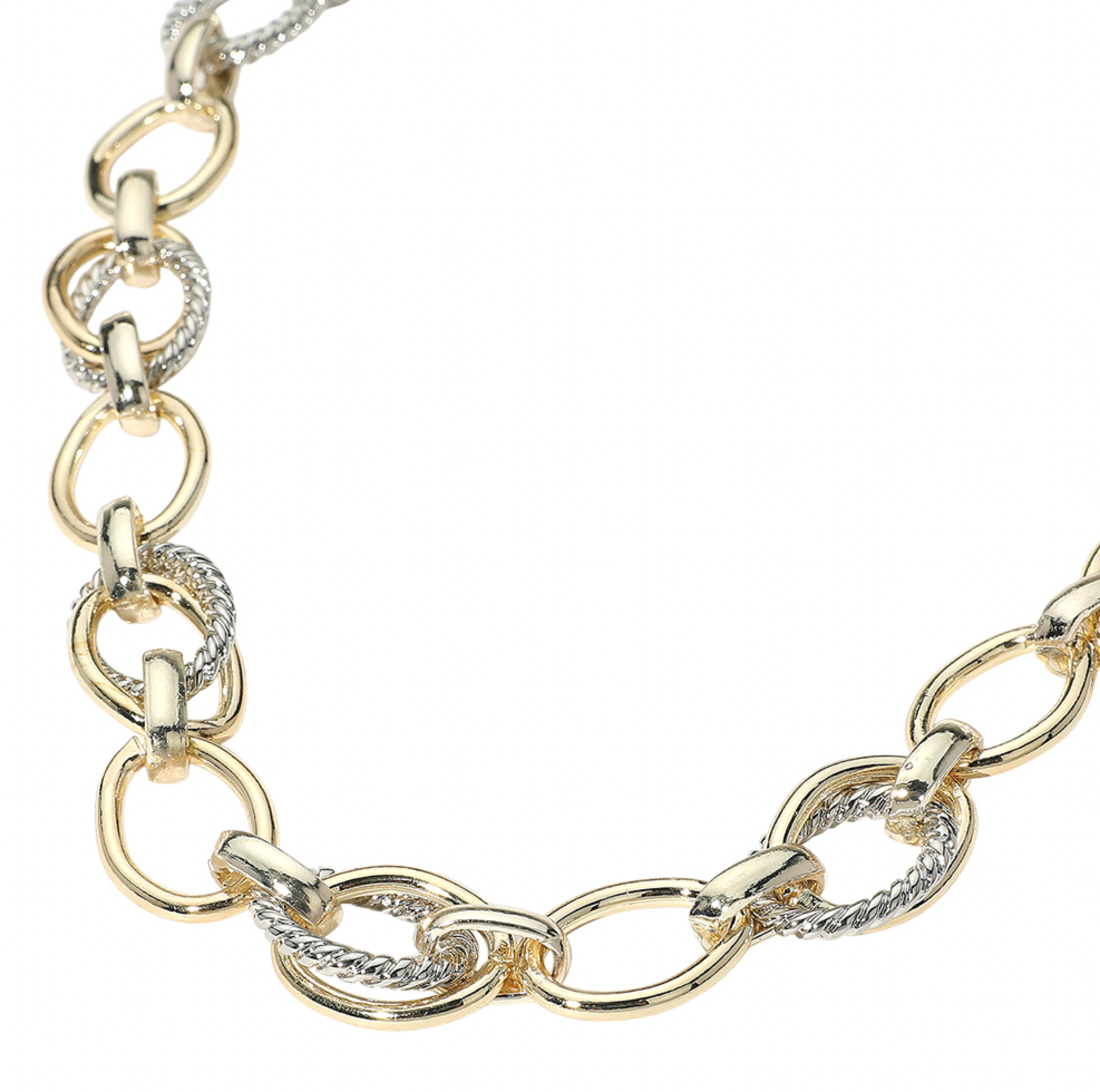 Sophie - Two Tone Textured Chunky Oval Link Necklace