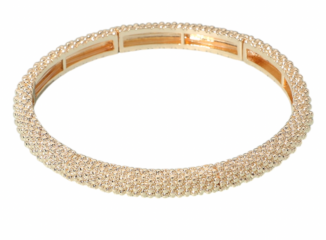 Katherine - Gold Beaded Caviar Stretch Bracelet
